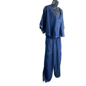 Cynthia Ashby Vintage   2 -Pc Denim Cropped Top & High-Waisted Pants  Lagenlook